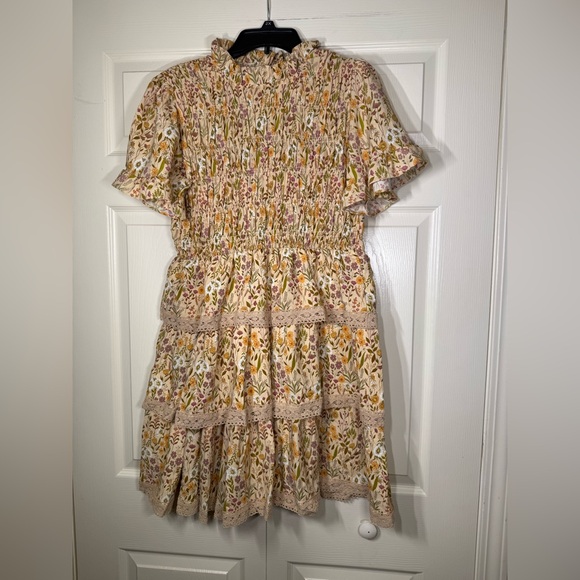 Simply Southern Dresses & Skirts - Simply Southern Preppy Tan Floral Field Smocked Dress‎